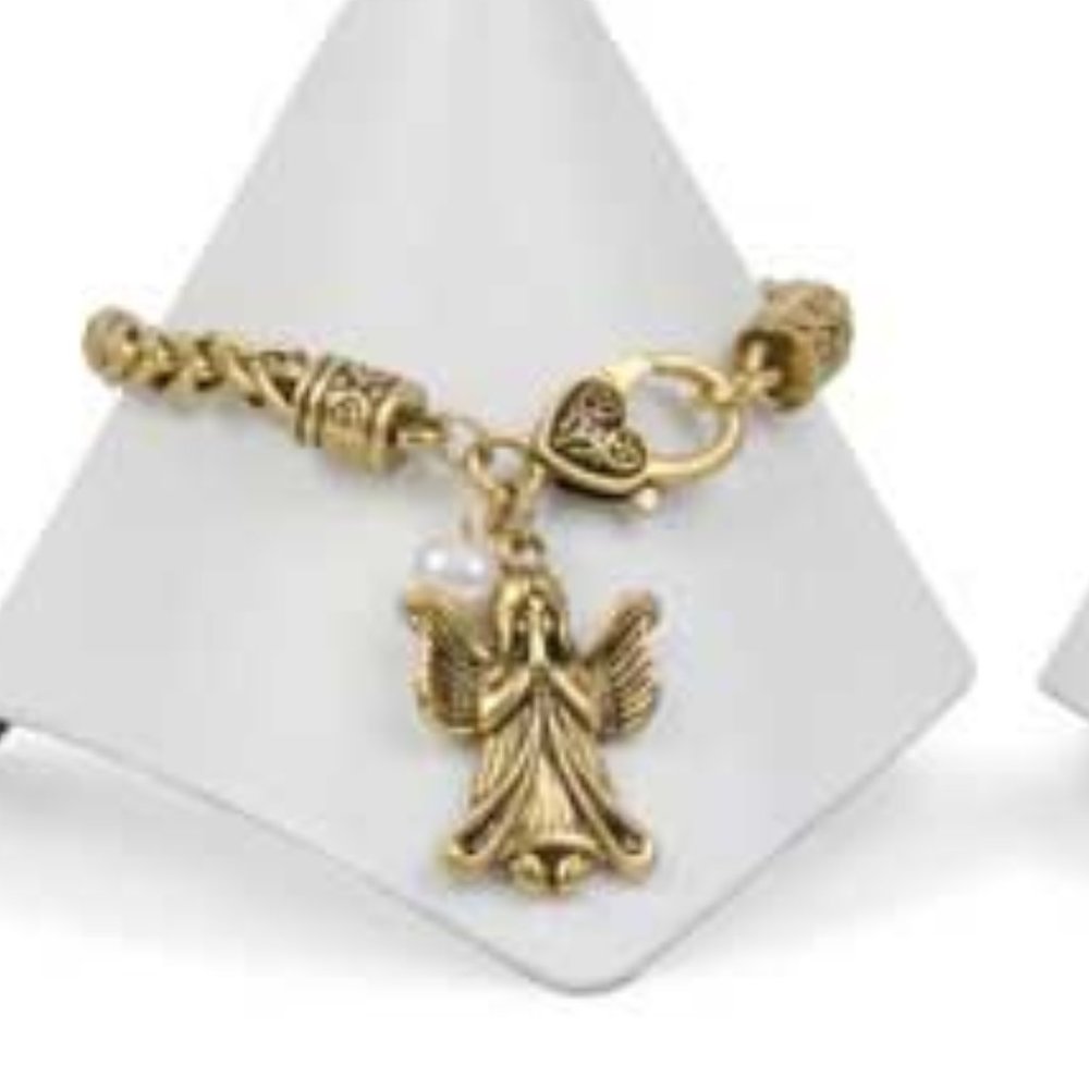 Angel Holiday Bracelet in Antique Gold